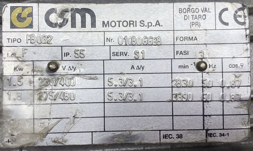 Червячный двигатель редуктор C.S.M. Motori S.P.A. 1.5kW 2830об/1.8 kW