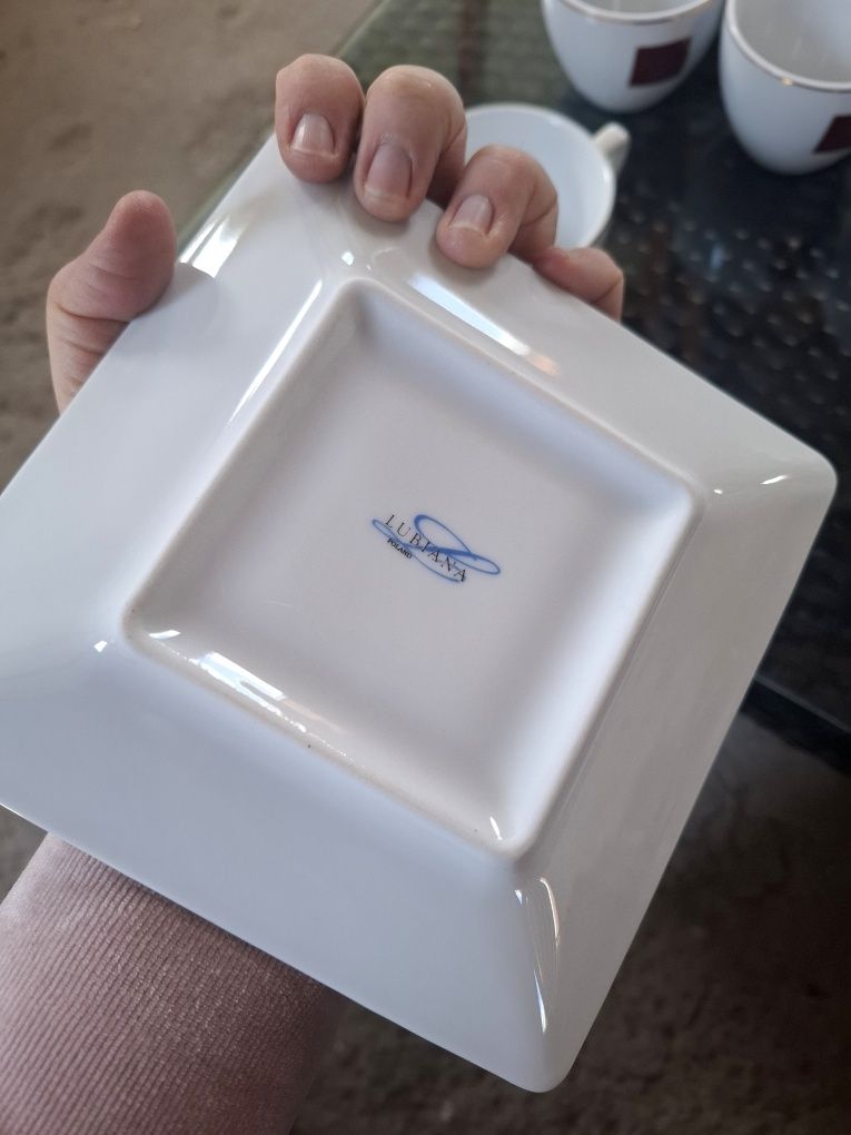 Zestaw porcelana filiżanki podstawki 7 osób 280ml Mk Cafe