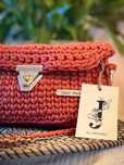 Nowa torebka handmade - pomarańczowa z łańcuszkiem, unikat