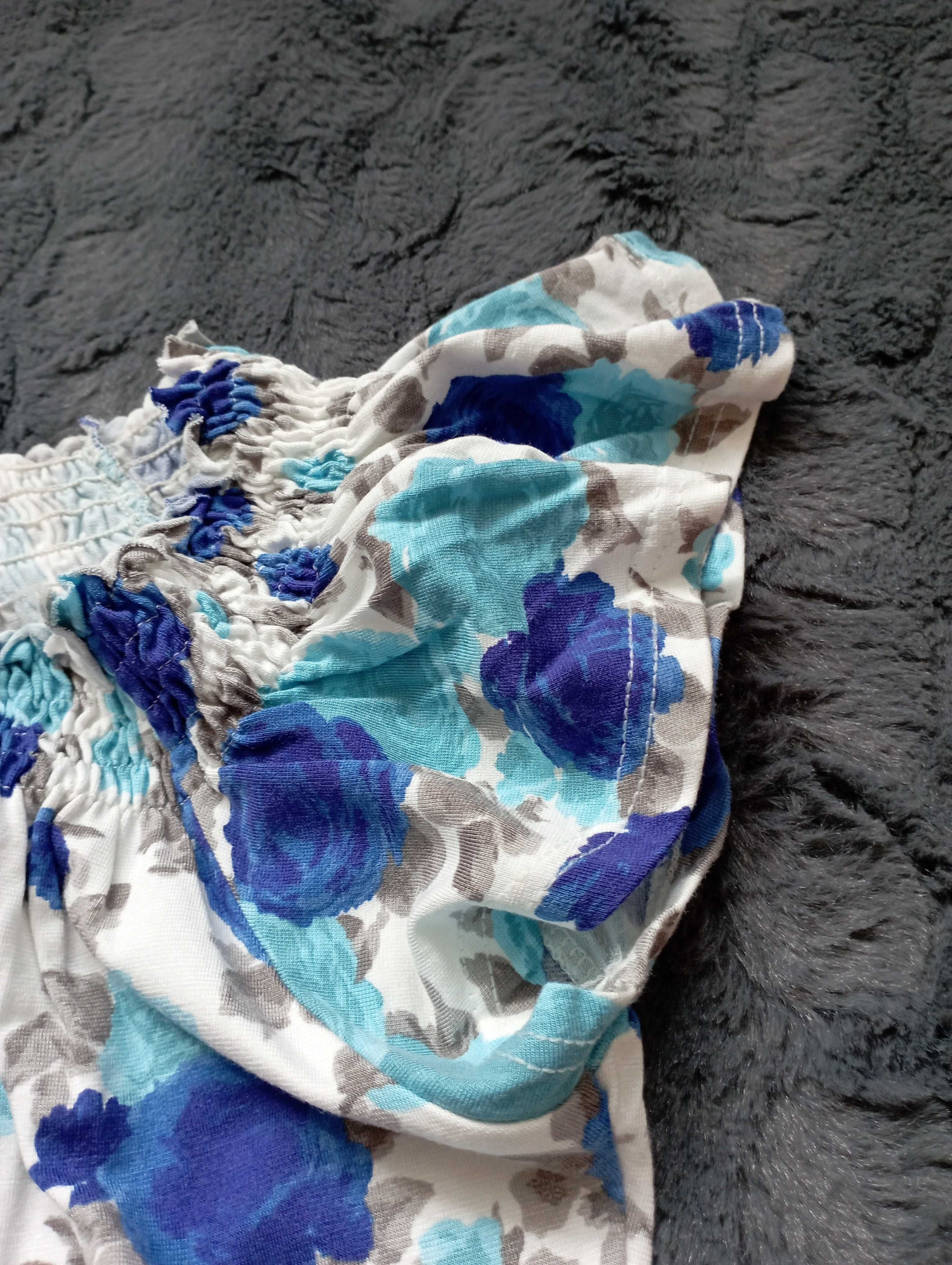 Elastyczna bluzka w niebieskie kwiaty Orsay rozmiar M