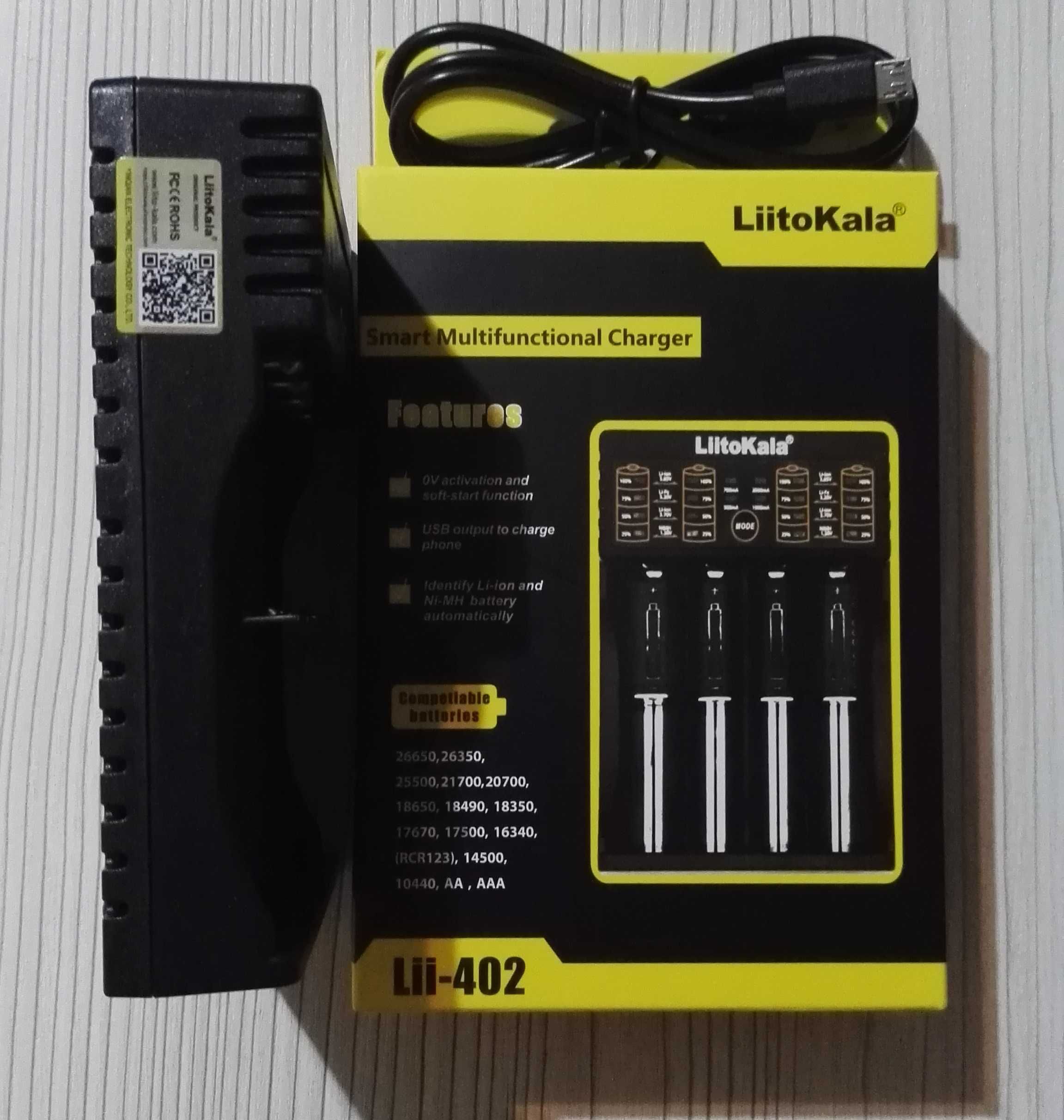 Зарядний пристрій LiitoKala Lii-402 для 18650, AA, AAA + powerbank