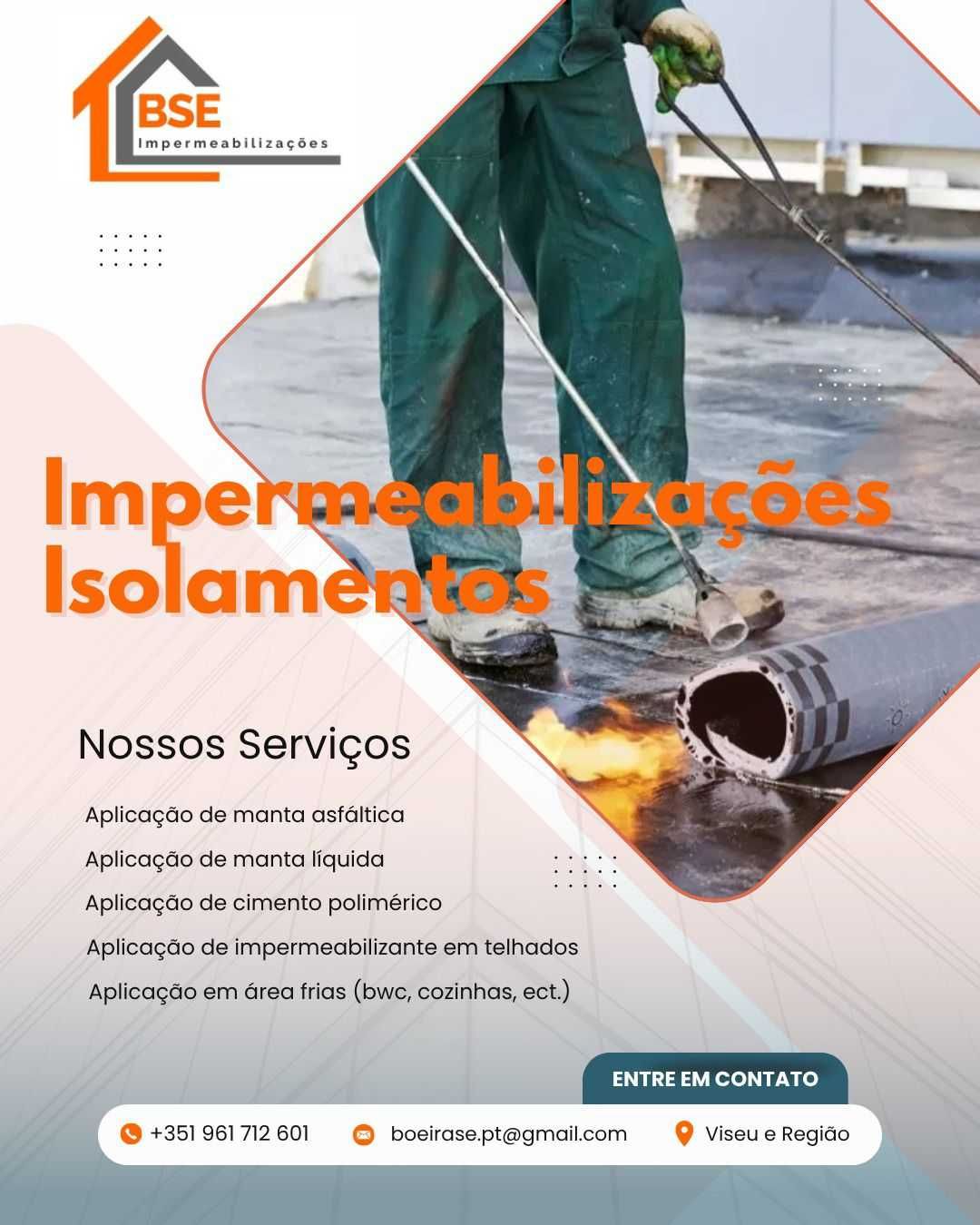 Trabalhamos com Impermeabilizações e isolamentos