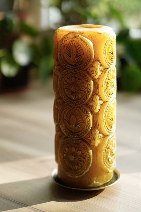 Piękna duża świece vintage z wosku pszczelego hand made retro