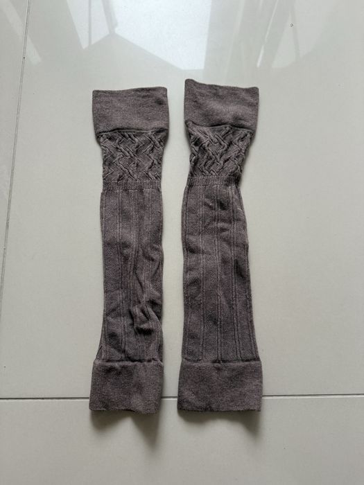 Skarpety getry ocieplacze brązowe szare warkoczowy splot