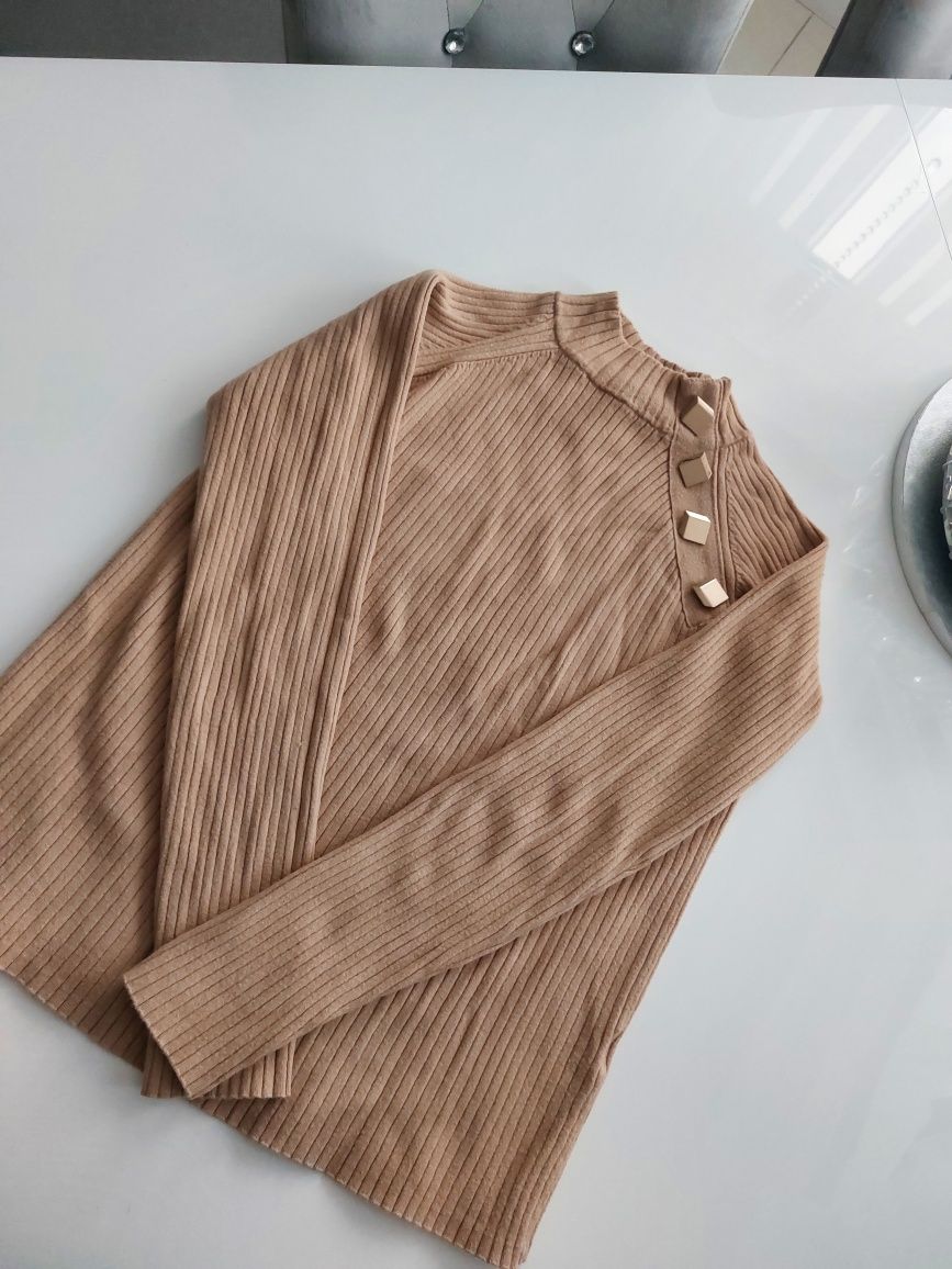 Mohito golf golfik nude beż zlote guziki M/L