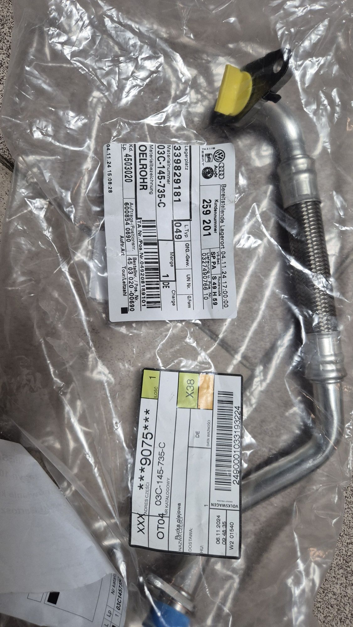 Spływ oleju 1.4 TSI benzyna 03c145735c