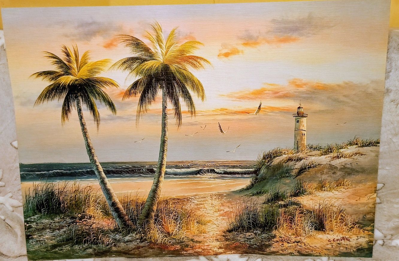 Piękny obraz, kupiony w Chorwacji, 70cm x 50 cm G.Cousteav