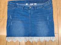 jeansowa spódnica z koronką 50 52 54