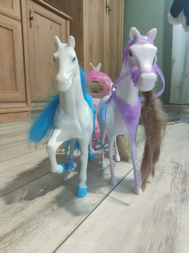 Kareta dla lalek barbie i 2 konie