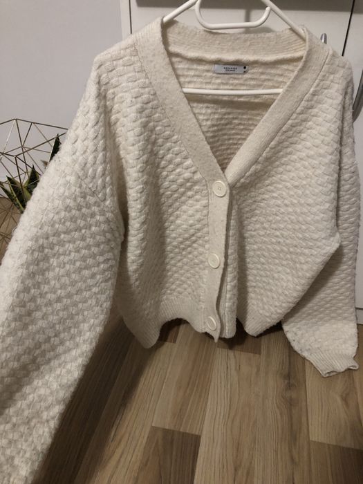 Kremowy kardigan sweter wełna boho