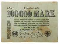 Stary Banknot Niemcy 100000 marek 1923