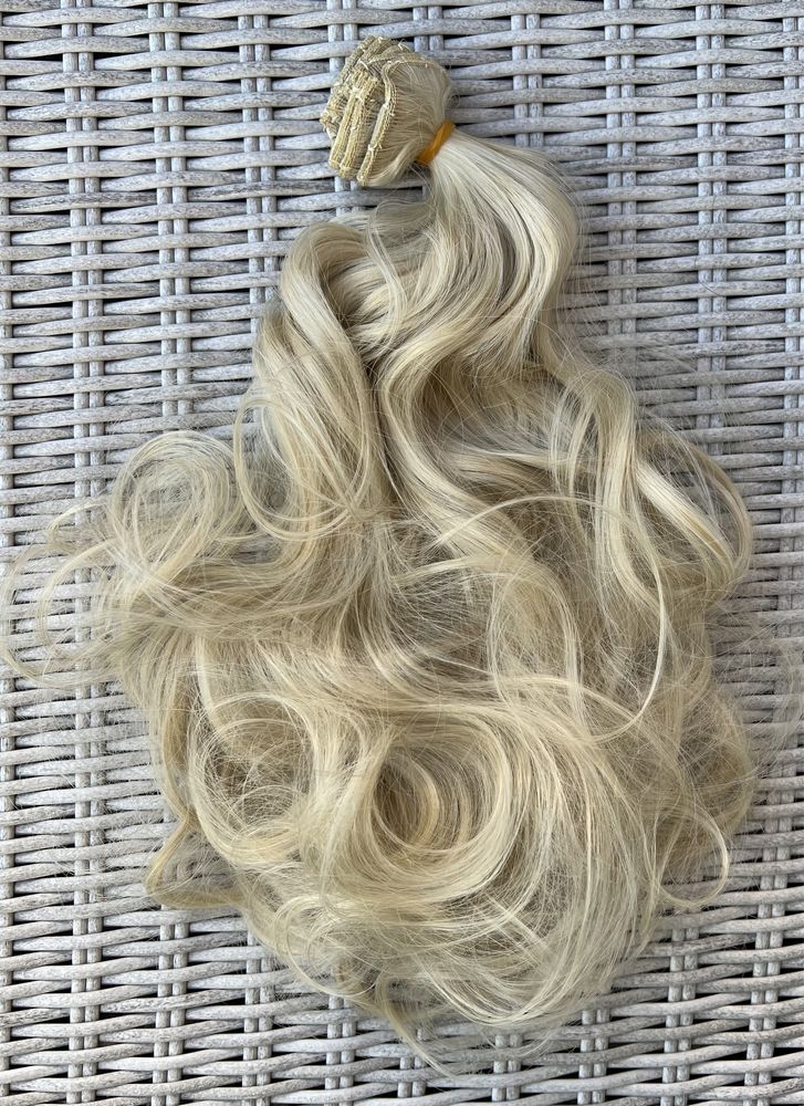 Włosy doczepiane, naturalny blond, loki clip in