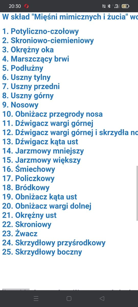 Anatomia mięśnie twarzy FISZKI mimiczne i żucia