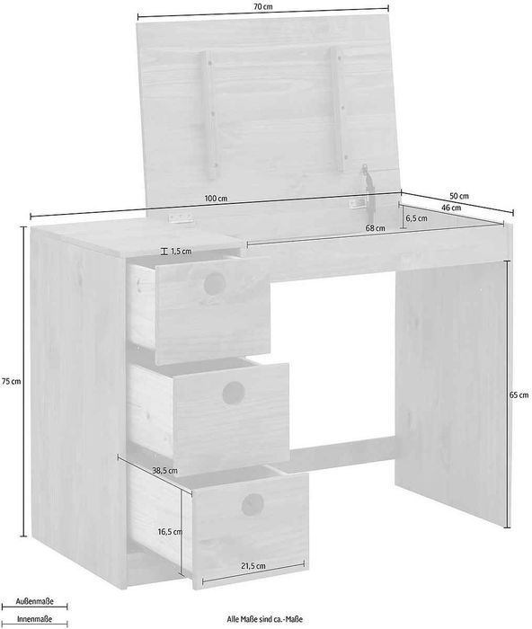 Biurko lite drewno sosna