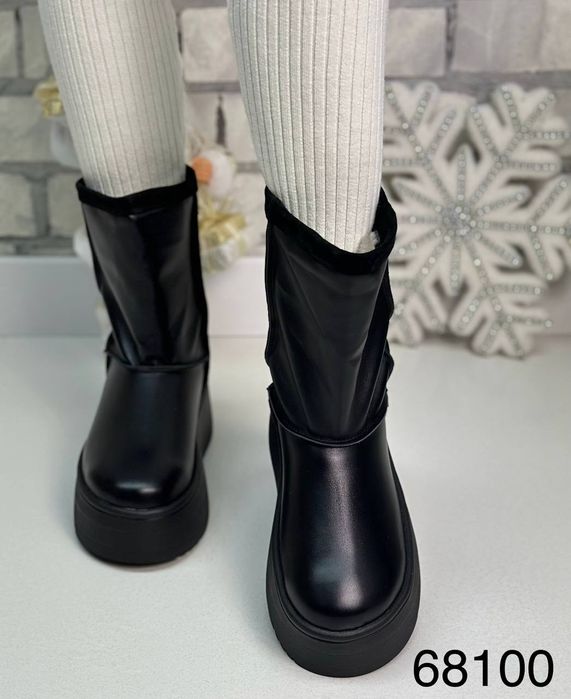 Жіночі шкіряні зимові черевики уггі в кольорах