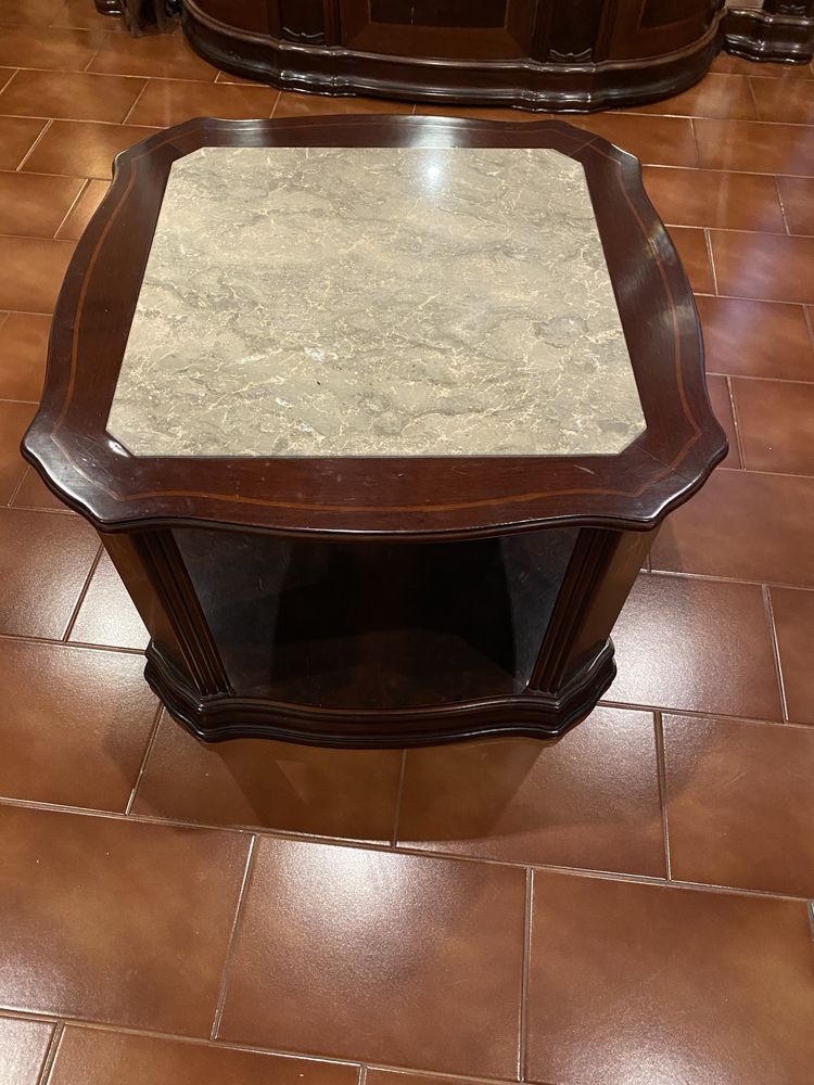 Mesa apoio mogno e mármore