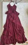 Sukienka bordowa falbany maxi  boho italy