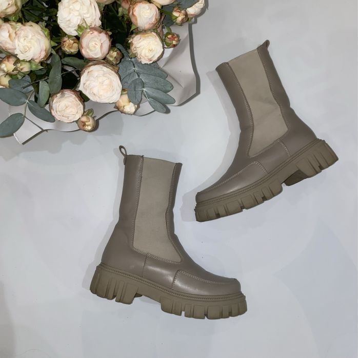 Черевики жіночі челсі бежеві зимові