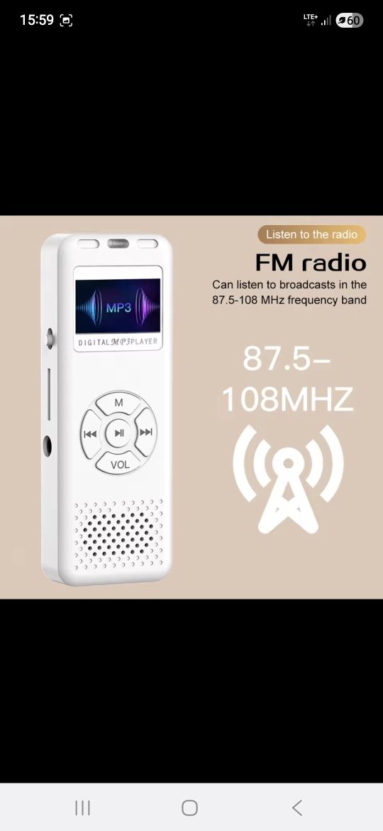 Mini dyktafon, mp3, radio