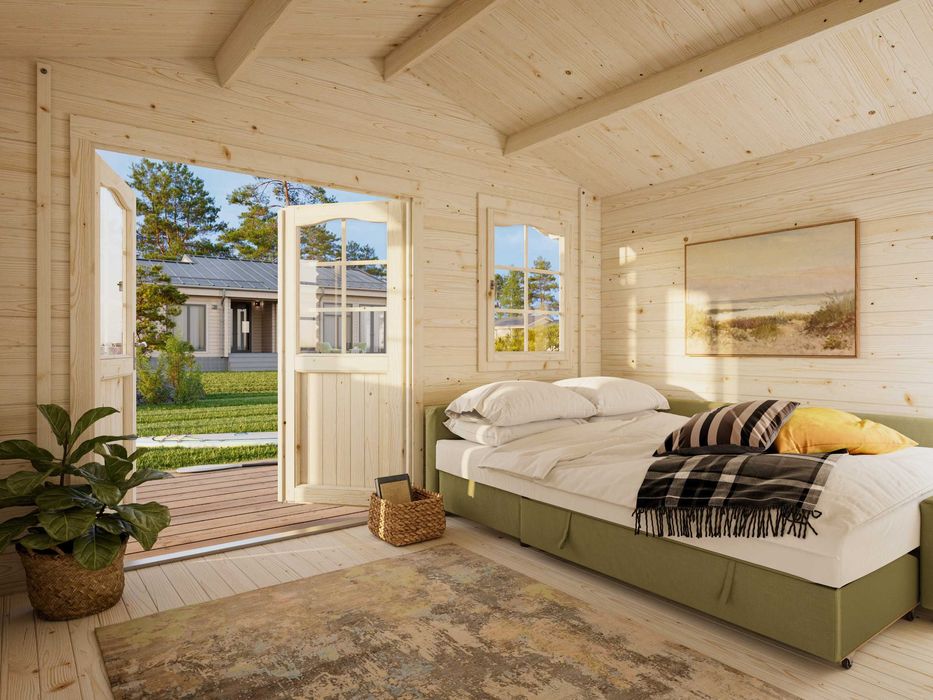 Domek letniskowy narzędziowy drewniany ogrodowy altana 3.8x3.2m 34mm