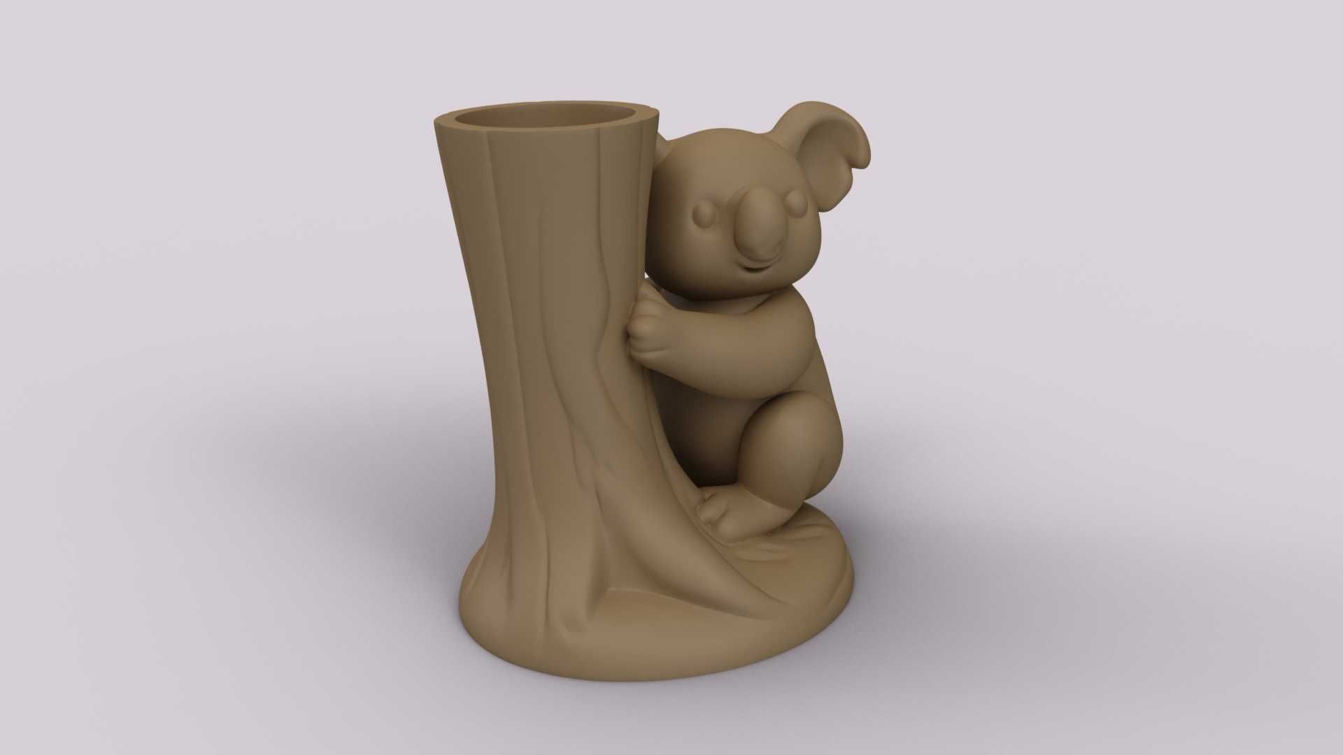 Vaso/Suporte Coala na Árvore 3D | Decoração Austrália Fofa