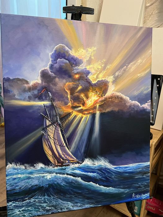 Obraz olejny o wysokiej fali 50*40