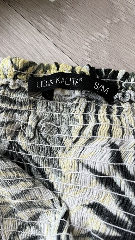 Lidia Kalita sukienka maxi długa w liście palmy S/M wiskoza