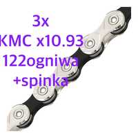 3x łańcuch KMC X10.93 srebrno-czarny 10rz 10s nowy ze spinką