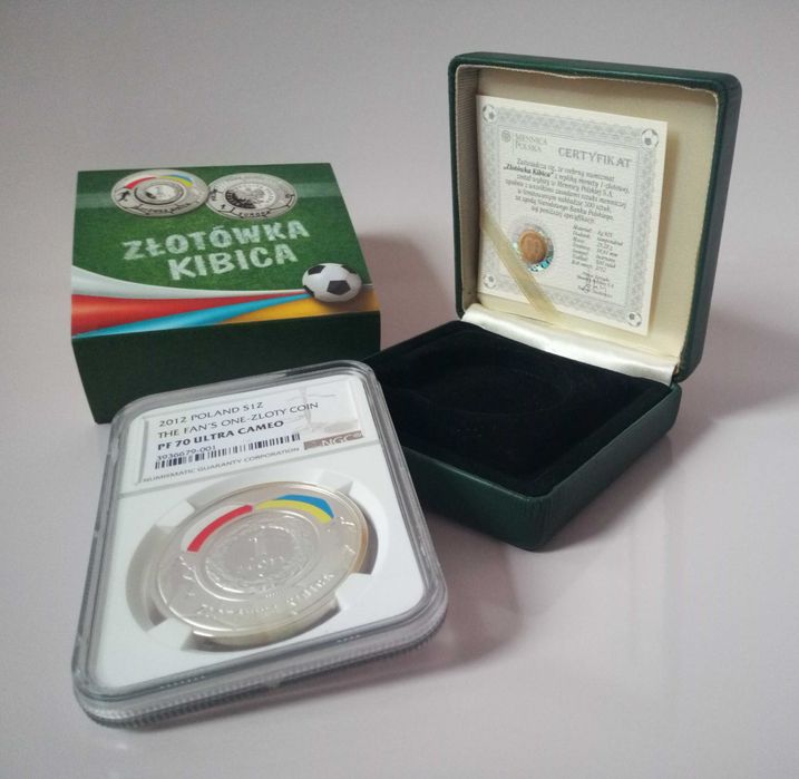 Złotówka Kibica Euro 2012, Ag 925 numizmat. NGC PF70 Ultra Cameo, Max!