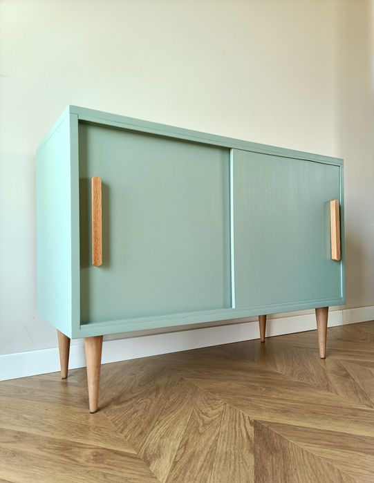 Komoda PRL sideboard Boho/ scandi szałwia