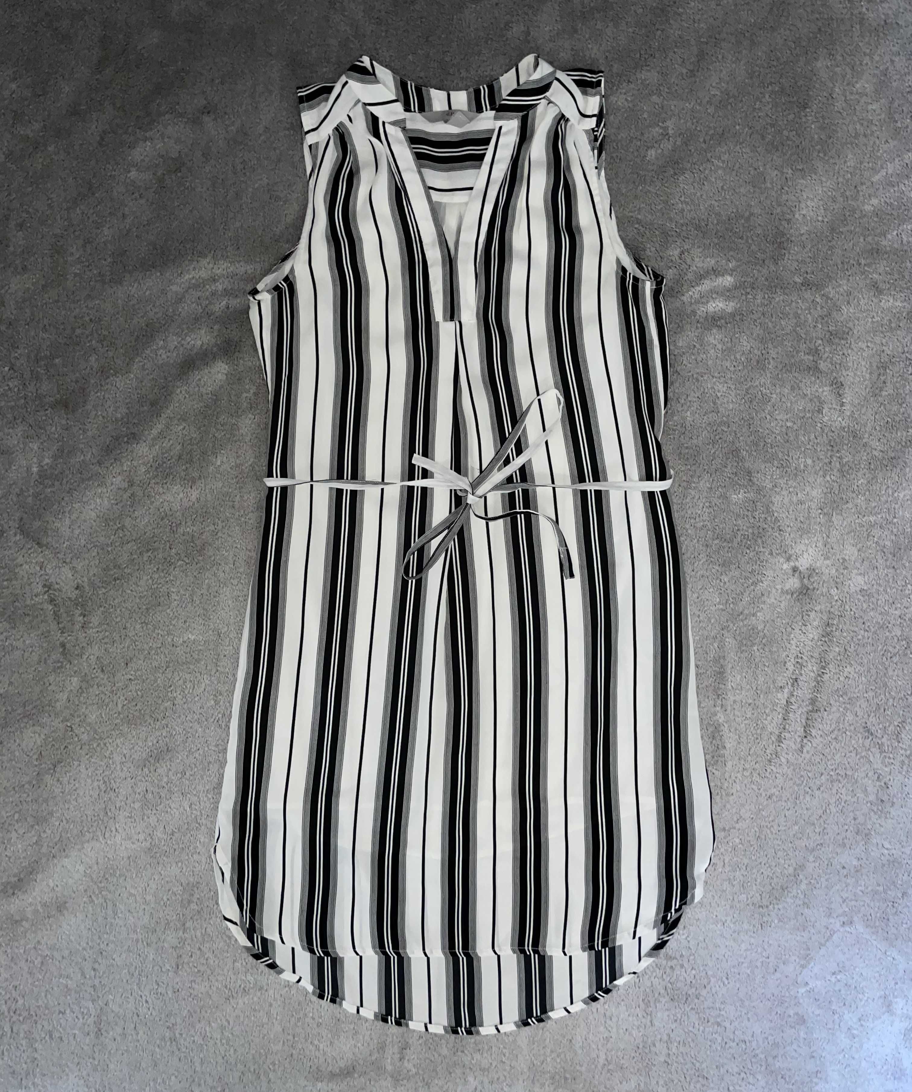 Sukienka w pionowe paski biało-czarna H&M rozmiar XS (34)