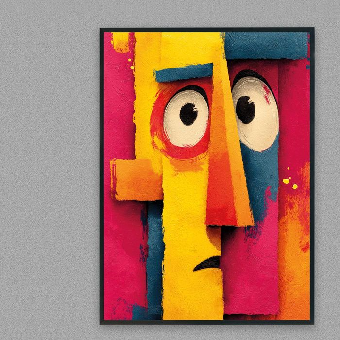 plakat kolorowy w stylu pablo picasso, obraz kolorowy w stylu picasso