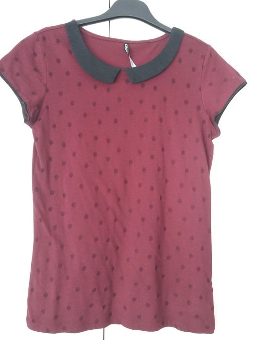 Bluzka T-shirt z kołnierzykiem a'la Wednesday Addams goth alternatywka