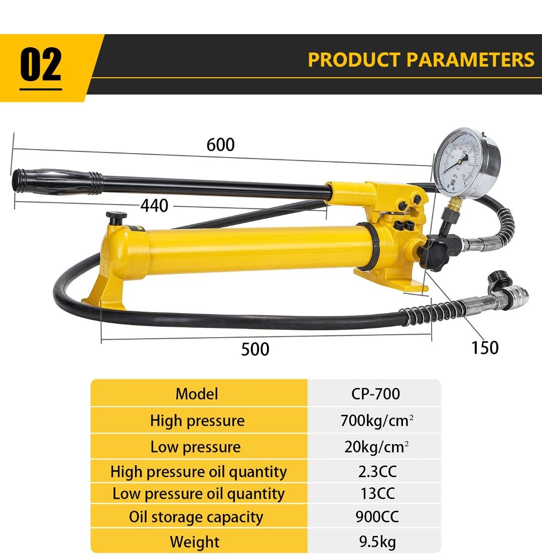 Pompa hydrauliczna ręczna CGOLDENWALL CP-700 z wężem 1,8 m