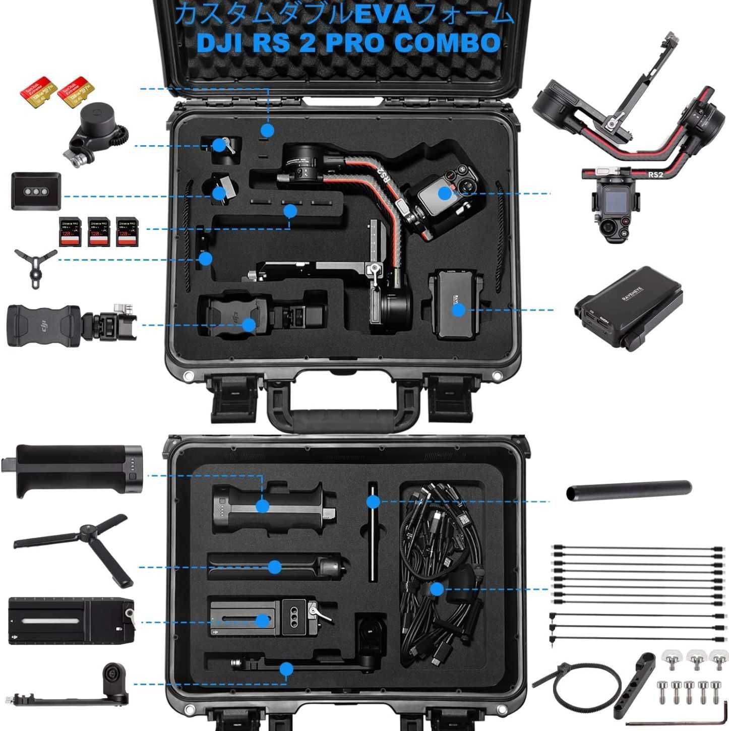 Lekufee Wodoodporny twardy futerał Kompatybilny z DJI RS 2 Pro Combo.