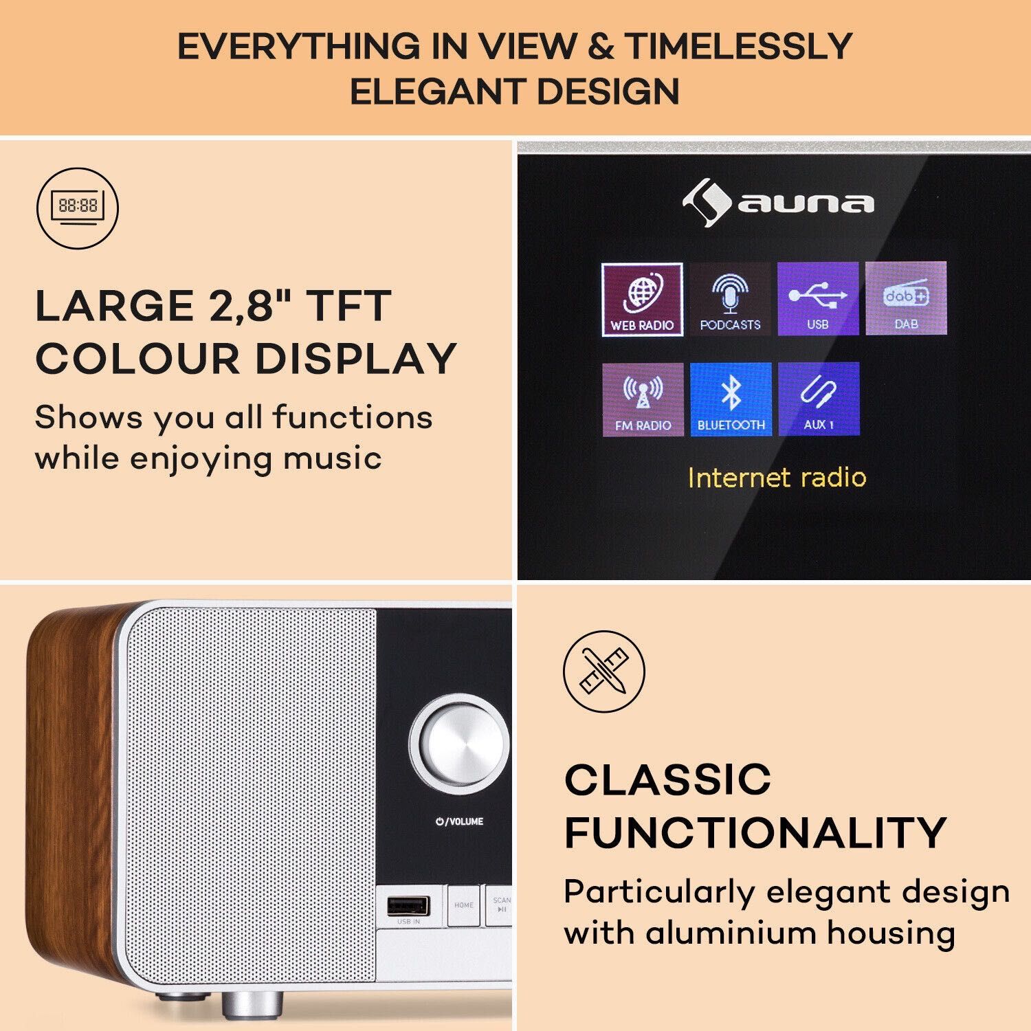 Интернет-радио Stereoanlage DAB+ FM Digital USB Bluetooth Mediaplayer