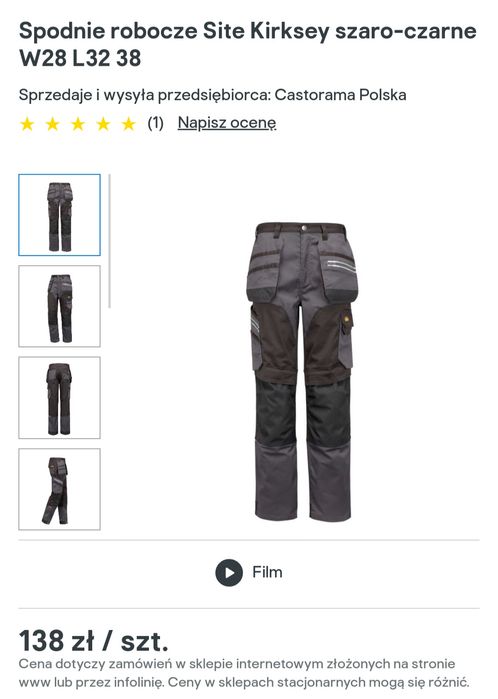 Spodnie robocze Site Kirksey szaro-czarne W28 L32 38