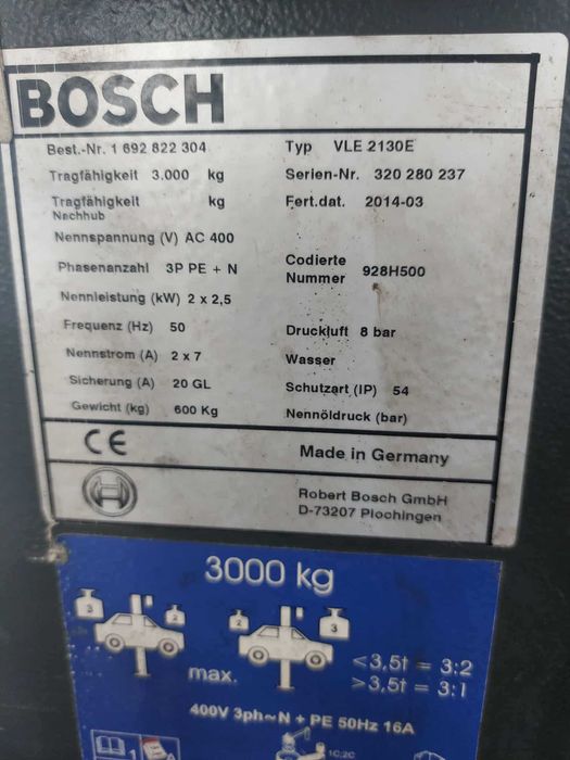 Podnośnik dwukolumnowy elektromechaniczny BOSCH VLE 2130E 2130 E