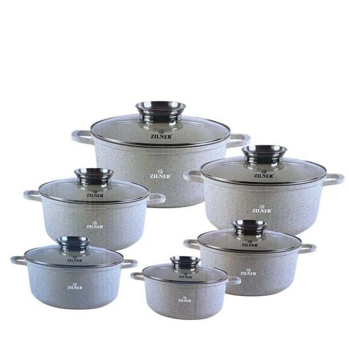 Zestaw Garnków Marmurkowych 12 EL KOMPLET GARNKI PREMIUM ZILNER