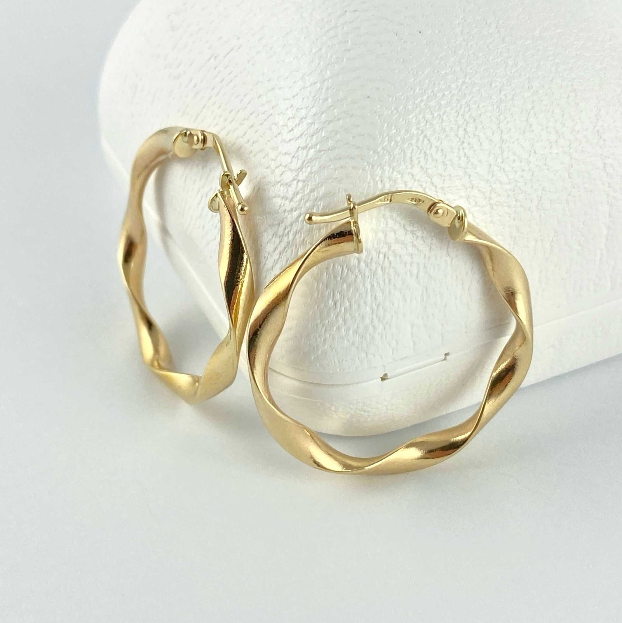 Lśniące ZŁOTE kolczyki skręcane KOŁA 2,6 cm PR. 585 (14K)