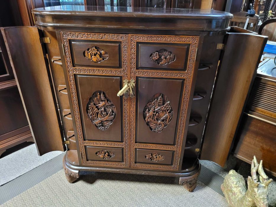 Muito bonito bar Oriental em madeira trabalhada - Bom estado ge