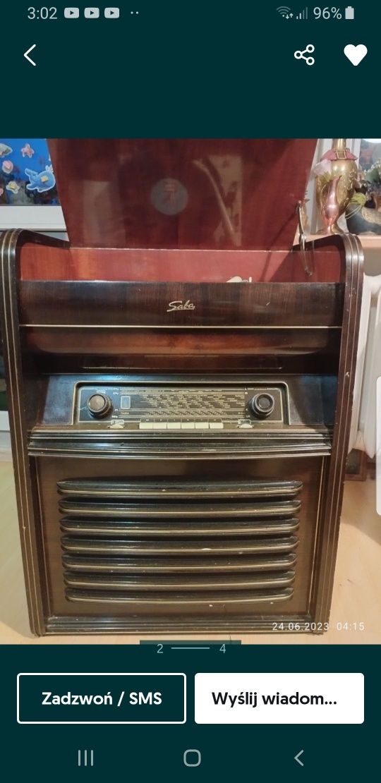 Radio Lampowe z Gramofonem Saba Sprawne Stan Kolekcjonerski Okazja !!!