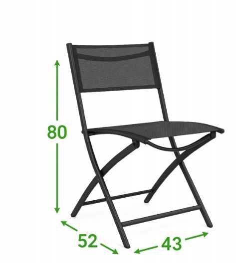 Zestaw Balkonowy Ogrodowy 2 Składane Krzesła Okrągły Stolik Stabilny