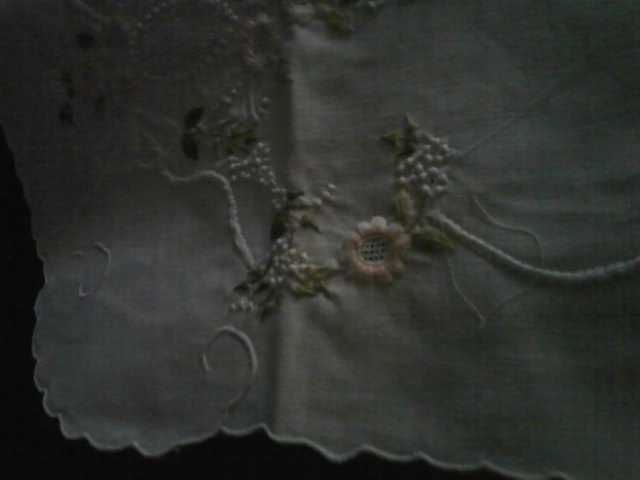 Pano linho bordado mão