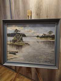 Obraz malowany na płótnie, sygnowany Åke Berglund 1944 ,drewniana rama