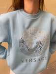Bluza oversized bawełna jasny błekit srebne logo meduza