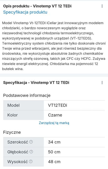 Vinotemp lodowka do wina