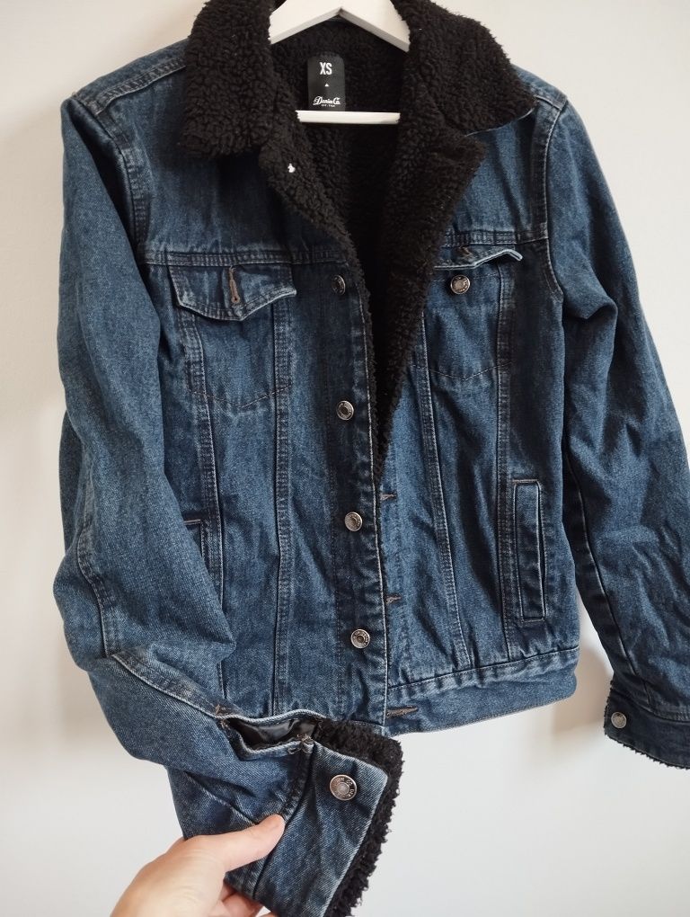 Zimowa przejściowa kurtka jeansowa na baranku, uniseks r. S/M Denim Co