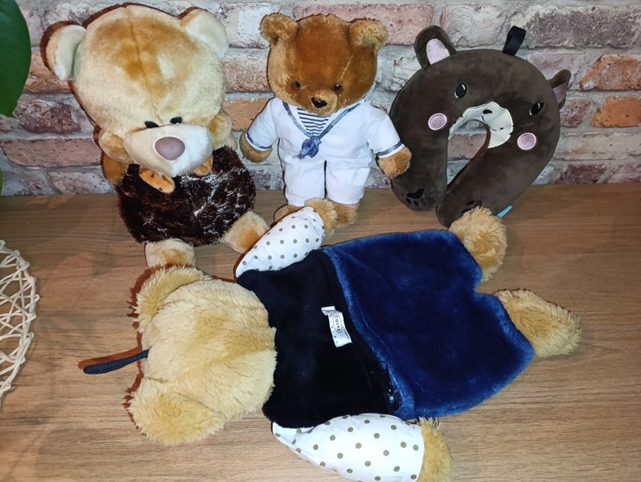 Zestaw misi dla chłopca 12 szt. miś na termofor i poduszka do podróży