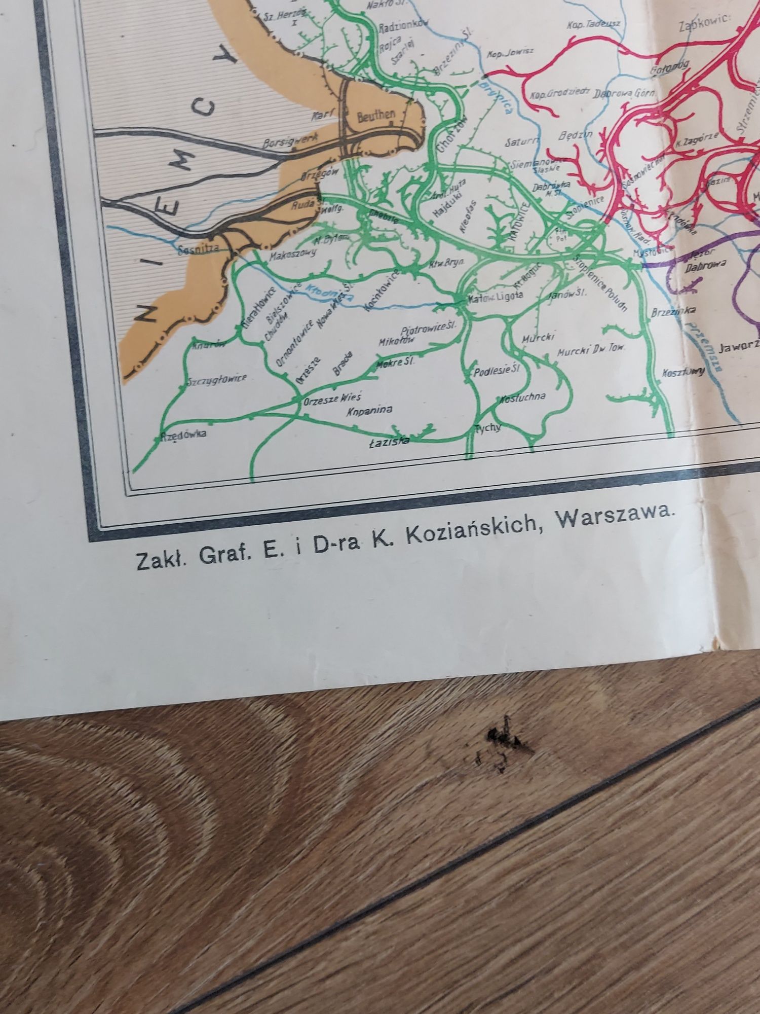 Mapa Koleje Rzeczypospolitej Polskiej Groszek 1930 Stara Przedwojenna